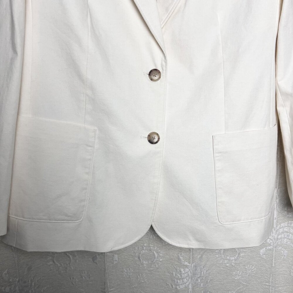 J. Crew relaxed patch-pocket blazer cotton linen oversized suit jacket white - Picture 4 of 9